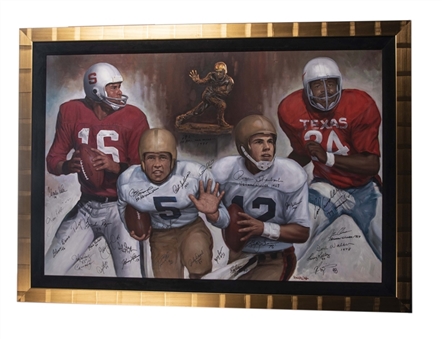 Heisman Trophy Winners Over-sized Watercolor Giclee Painting 32"x48" Signed by (29) (JSA)